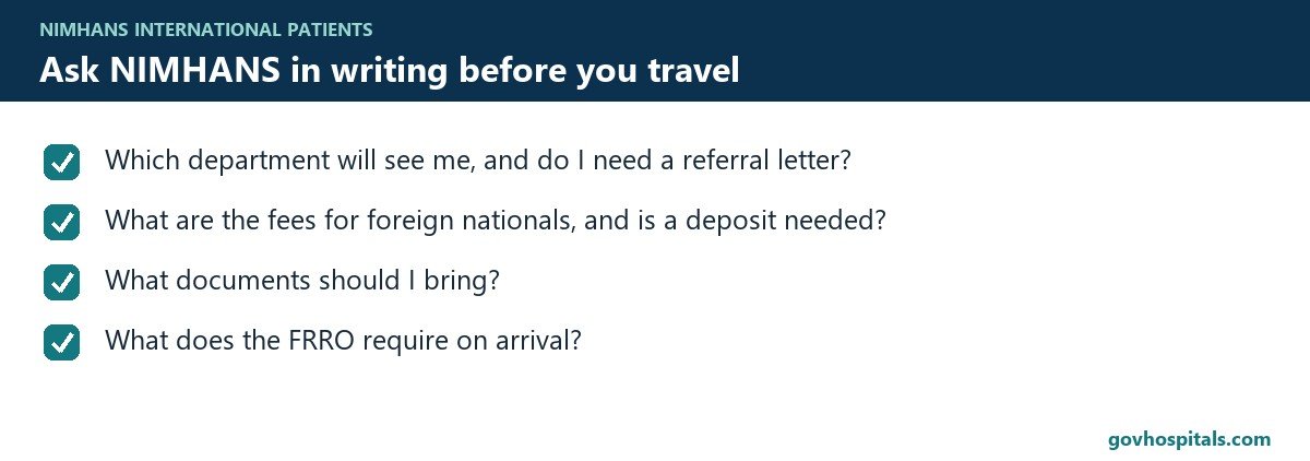 NIMHANS international patients: checklist of questions to ask