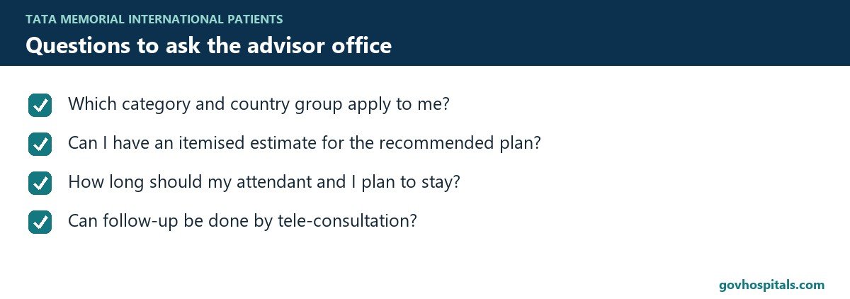 Tata Memorial international patients: checklist of questions to ask